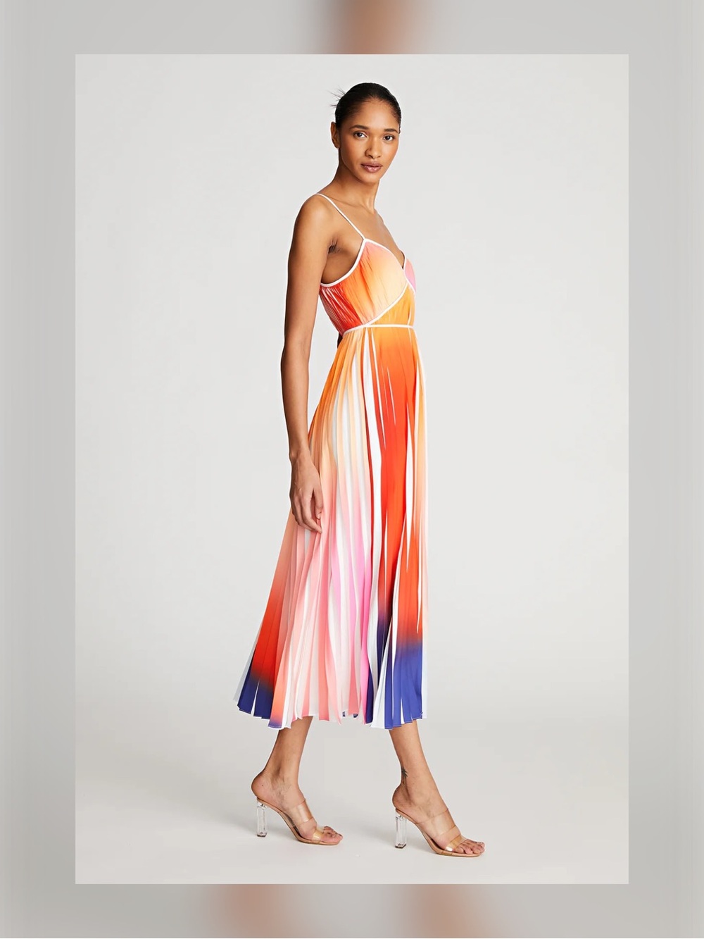 HALSTON Mollie Dress In Pleated Print - Picture 14 of 14